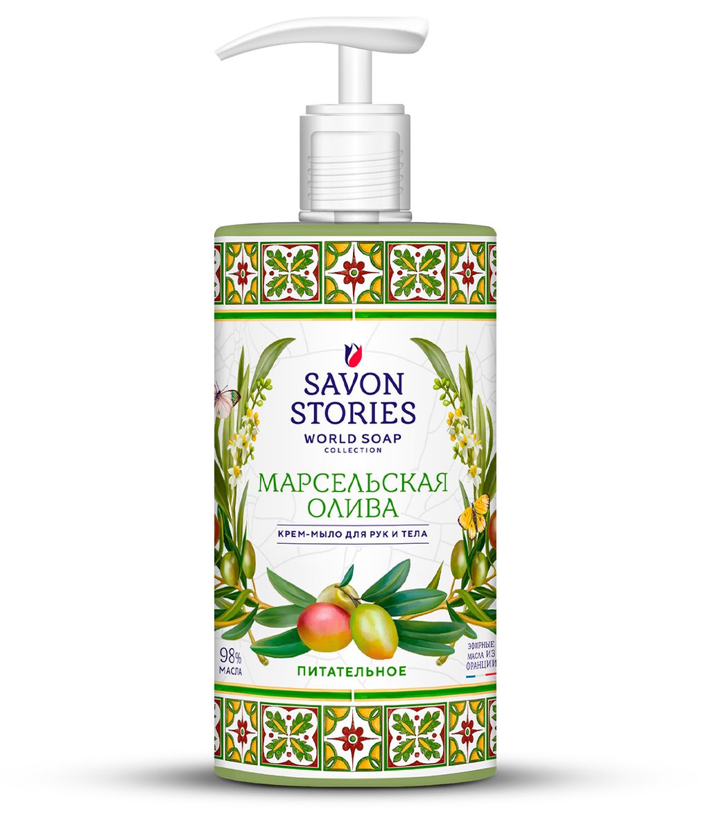 фото упаковки Savon Stories Крем-мыло для рук и тела Марсельская олива